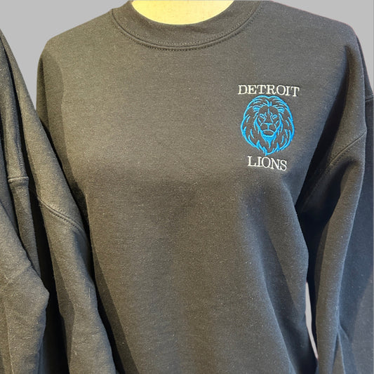 Lions Embroidered Crew - Black